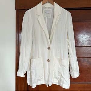 Madewell Linen Jacket Cream Color Size Medium Relaxed Fit Coastal Minimalist